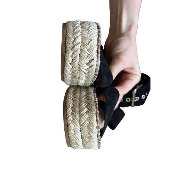 Rag & Bone Tara Black Suede Espadrille Platforms size 38.5 US 8.5 - Picture 12 of 13